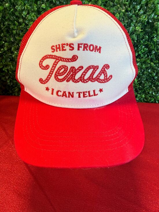 unknown Other - She's From Texas I Can Tell Vibes Hat Company Red White Snapback Ella Langley